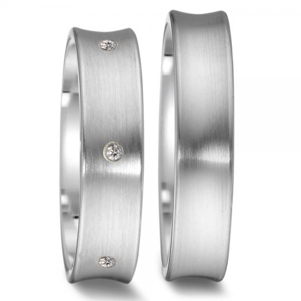 Trauringe Weissgold von Weidner 62406 + 72406